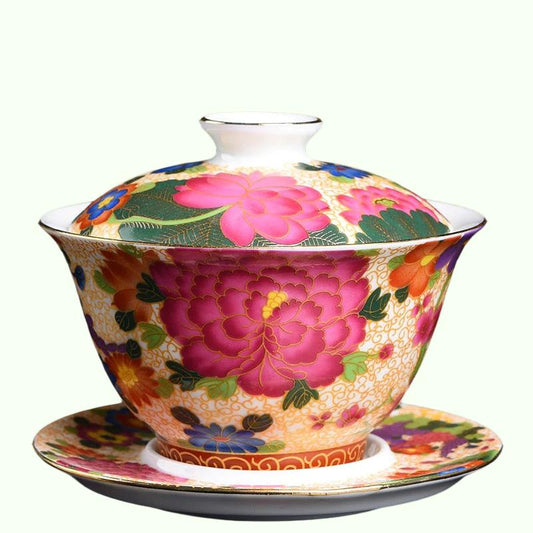 Palace Enamel Dragon Pattern Ceramic Gaiwan Chinese Handmade Teacup Travel Bowl Tea Bowl Home Teh Aksesori Minuman 170ml