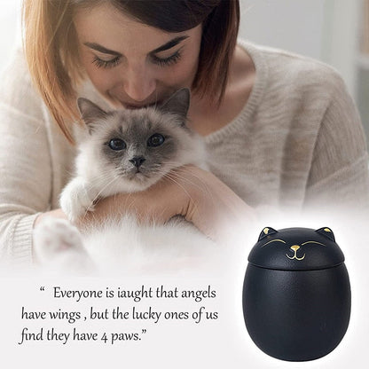 Always Remember Classic Souvenir Pet Cat Dog Cendres en céramique Urne funéraire (11,9 x 10,9 cm/moins de 70 livres/chat noir) 