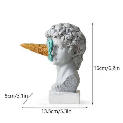 Hars Horse Head With Ice Cream -standbeeld Figurines Classic Roman Grieks sculptuur Interieur Moderne kunst ornament Decortion