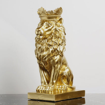 Lion Animal Figurines żywica korona lwy posąg ręcznie robion się dzieło sztuki