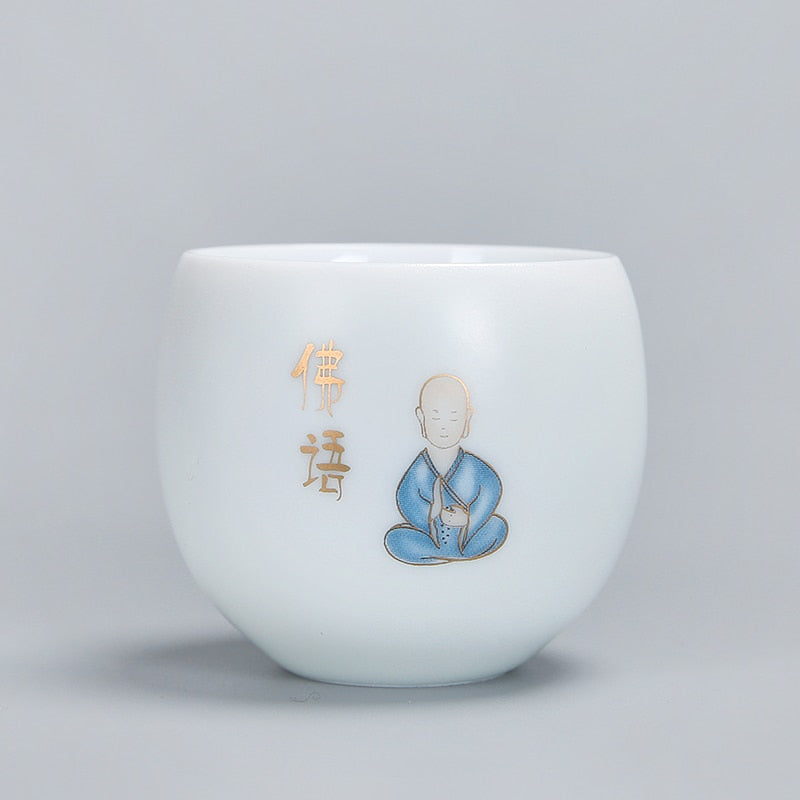 1 stücke teetassen pu er tee werkzeuge kungfu teetasse geschenk trinken tee werkzeug keramik Weiß jade porzellan