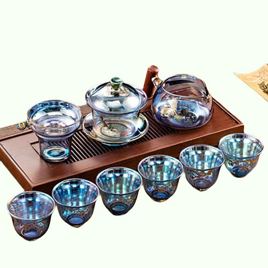 Buntes Glas hitzebeständige Teetasse Teetasse Gaiwan Teeleck Chinesisches Kung-Fu-Teezeremonie-Set Teegeschirr Kaffeetasse Büro Heimgebrauch