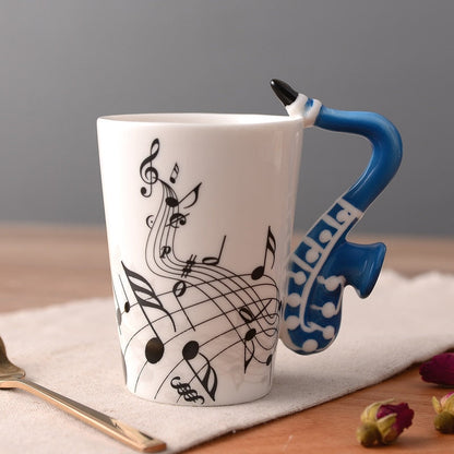Nouveauté Note de musique tasse en céramique guitare tasses à café personnalité thé/lait/jus/citron bouteille d'eau cadeau d'anniversaire de noël 