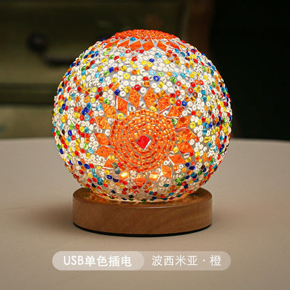 Kreativní umělecká česká lehká legrační šokující manuální manuální mozaika dekorace lampa USB Atmosféra Light Elektronická svíčka pro místnost