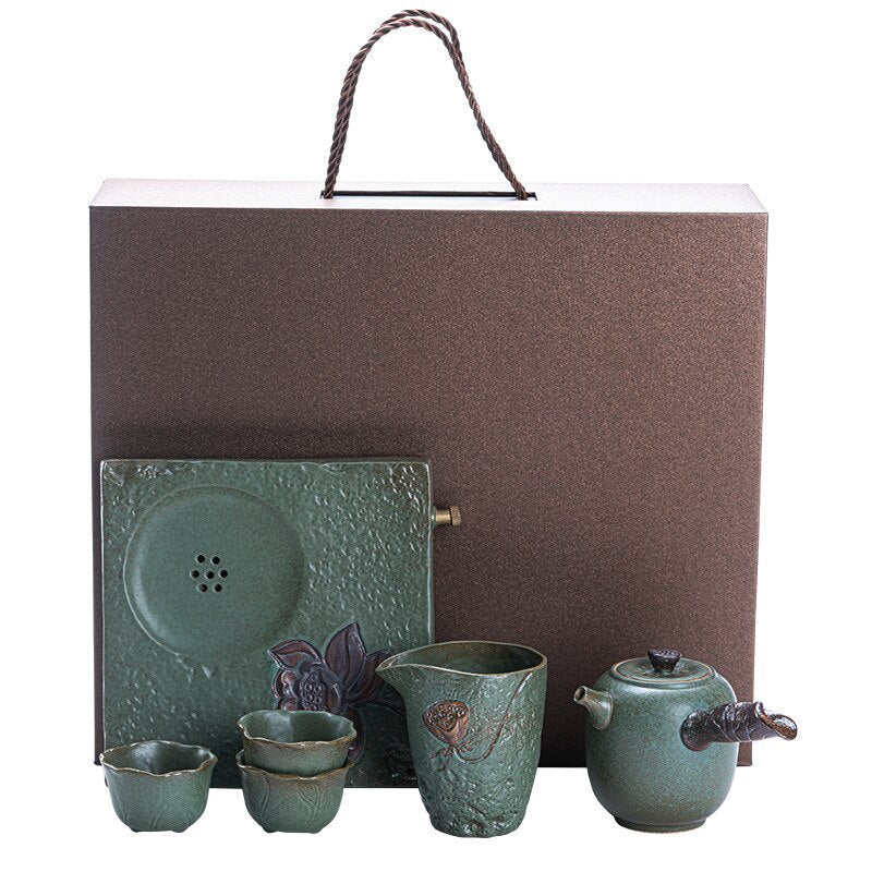 Japanse Kung Fu Tea Set Home Ceramic theekop Teapot Rough Pottery Simple Portable Travel Tea Set Tea Pot en Cup Set
