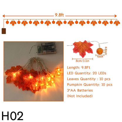 メープルの葉の弦ライトリーフガーランドストリングライトバッテリー操作秋の感謝祭ハロウィーンホーム暖炉ドアデコーラ