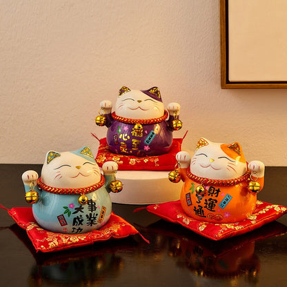 Stanza creativa ceramica maneki neko mazzetto giapponese gatto fortunato feng shui domestico fortune money box soggiorno regali decorazioni soggiorno