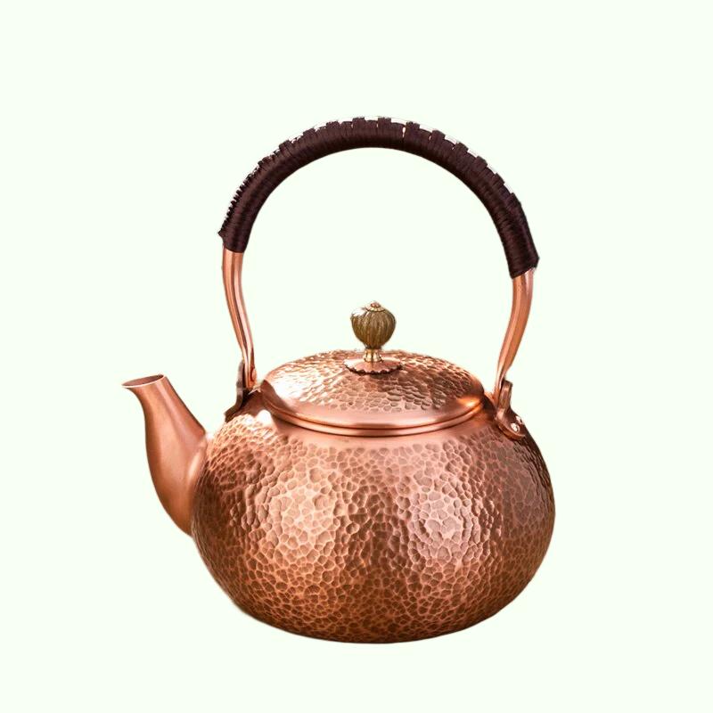Théière en cuivre rouge, cérémonie du thé chinois, thé pur fait à la main, Kung Fu, vêtements de thé en cuivre rétro, bouilloire à thé pour garder en bonne santé