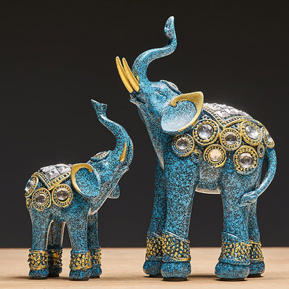 GOLDEN GODEN Gajah Hiasan Hiasan Gajah Patung Resin Patung Afrika Hiasan Rumah Feng Shui Hiasan Pejabat