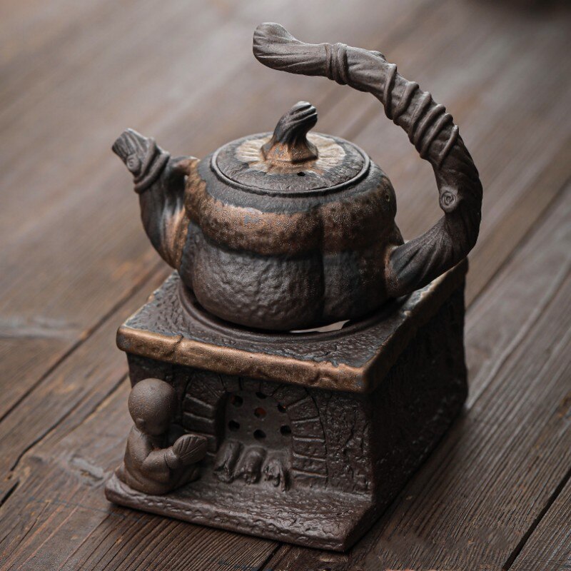 Giapponese fatte a mano in ghiandaia tea tè pot pot di goll gelt sollevatore di sollevamento della zucca candela calda set di tele per letazioni in infusore cucina cucina