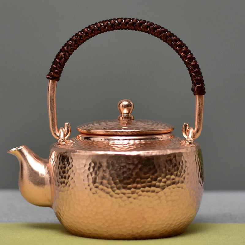Théière chinoise, ensemble de théière traditionnelle, Surface peinte à la main, bouilloire à eau chaude faite à la main, bouilloire en cuivre, service à thé Kongfu 