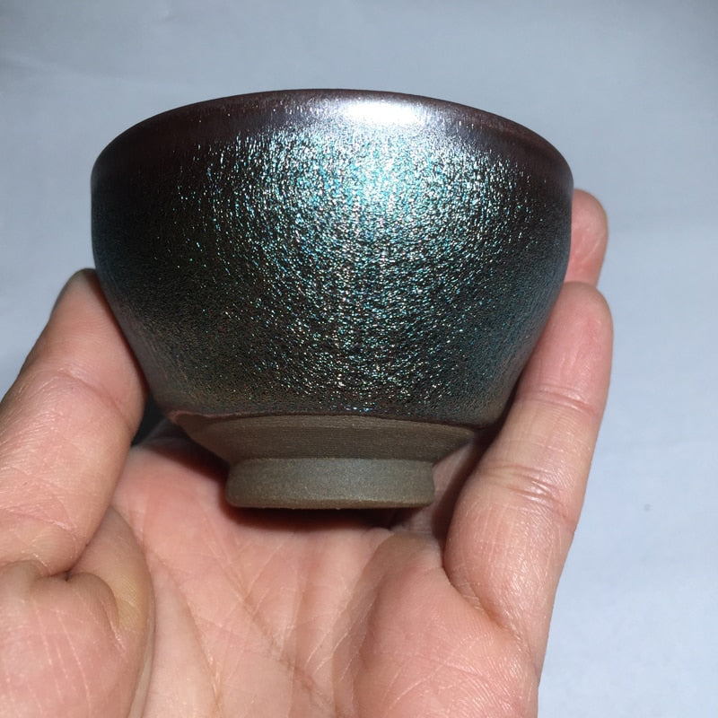50ml Small Cups Color Tenmoku Tea Cup Natural Clay and Ore Chinese Traditional Kungfu Teaware Fired in Kiln /JIANZHAN