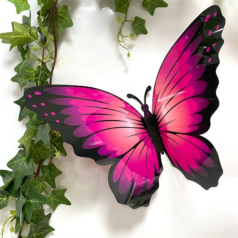 Stor 3D sommerfugl rom dekor gigant sommerfugler veggklistremerke hjem vindu bryllupsfest dekorasjon for utendørs hage ornamenter