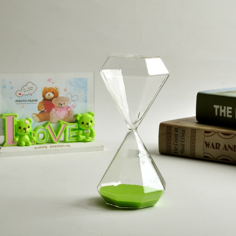 5-60 분 다이아몬드 모래 시계 모래 시계 모래글라스 어린이 선물 모래 타이머 홈 장식 여러 가지 색상 옵션으로 제공됩니다.
