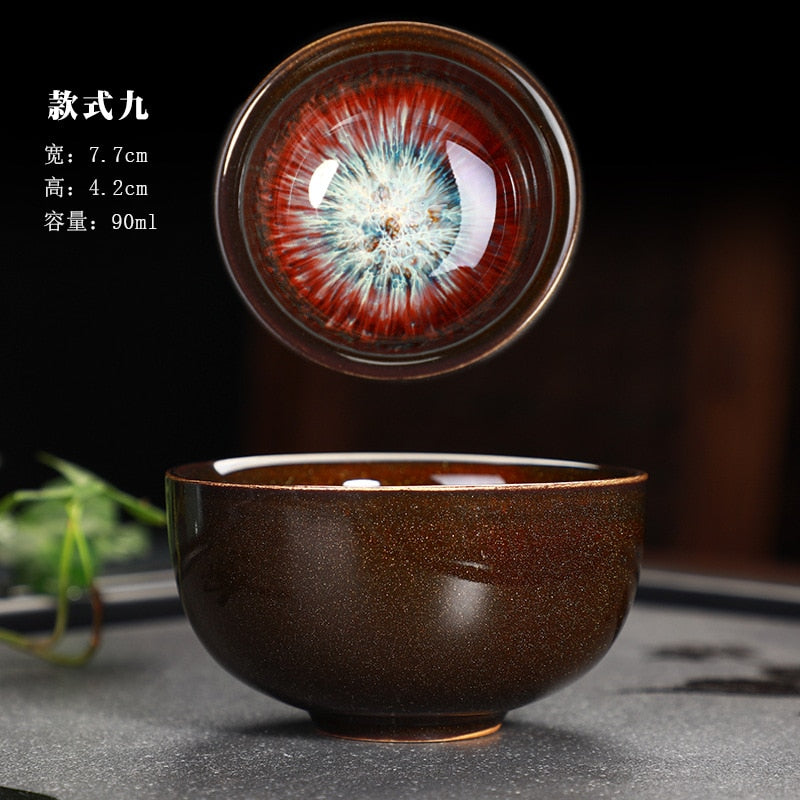 Great Yuteki Tenmoku 차 컵 고대 송나라의 기술 세라믹 차 그릇/JIANZHAN 재현