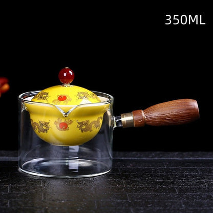 Kvítací konvice na keramické sklo Čínský čaj Gongfu Tea Pot 360 Rotační čajový výrobce Automatická konvice s jedním nádobou pro čaj