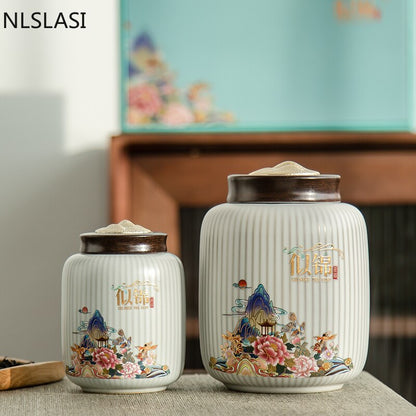 Eksklusiv keramikk tebeholder med stor kapasitet Husholdningsoppbevaringstank Reiseforseglet tekrukke Kaffepulver Godteri Krydderbeholder