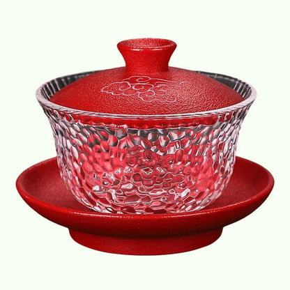 Japansk-stil varmebestandig glass Gaiwan keramikk med cover teacup teprodusent husholdning transparent te bolle boutique te sett