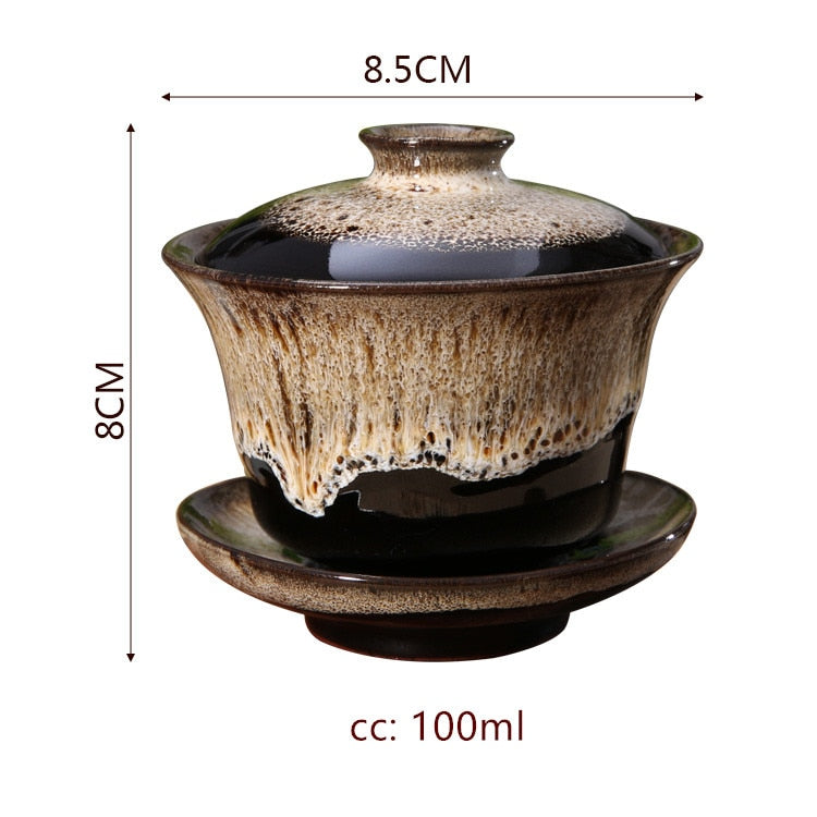100ml Jingdezhen Antique Porcelain Gaiwan Chinese Ceramic with Cover Teacup Home Tea Infuser Traditional Tea Accessories