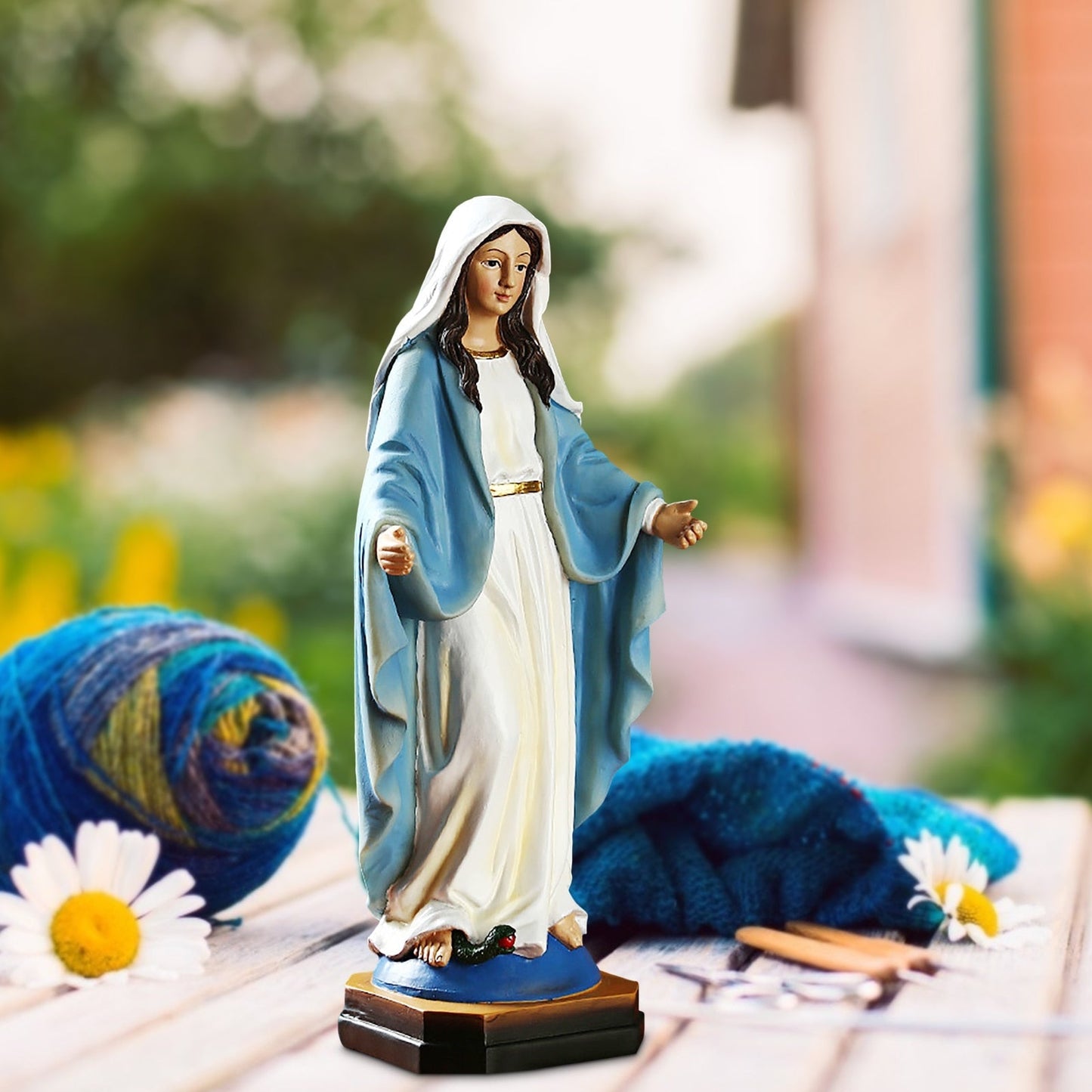 Statue der Jungfrau Maria 8,8 Skulptur Unserer Lieben Frau der Gnade, Statue der gesegneten Jungfrau Maria, Kunstharzfigur, Mutter Madonna, katholisch, religiös 