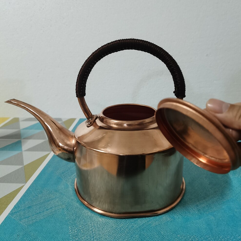2L/3L Tybetańska długa jadła miedziana czajnik ręcznie robiony czerwono -miedziany czajnik wrzące woda czajnik herbata infuzer czysty miedziany zestaw herbaty