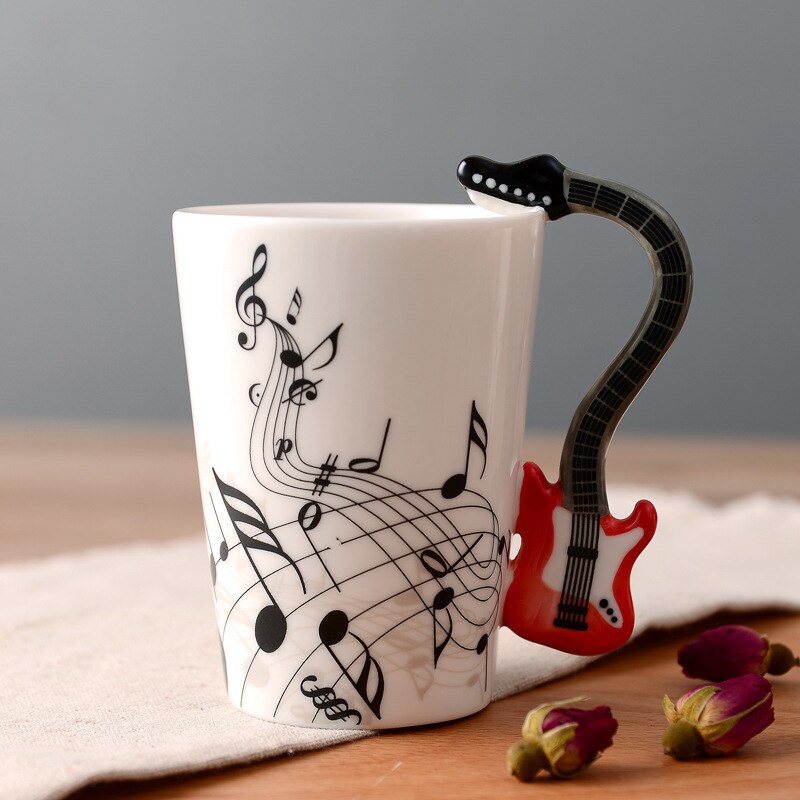 Uutuusmusiikki Note Cup Ceraamic Guitar Coffee -mukit persoonallisuus Tee/maito/mehu/sitruunavesipullo Joulun syntymäpäivälahja