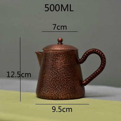 Théière en cuivre pur faite à la main, bouilloire à thé, motif marteau, Kung Fu, vaisselle de table