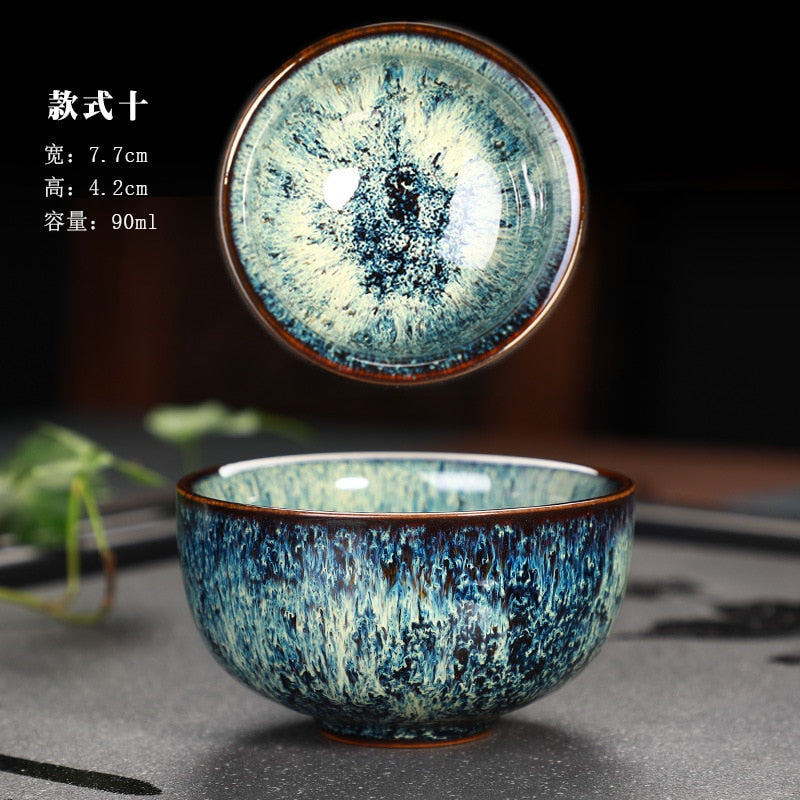 Great Yuteki Tenmoku Tea Cup Genskab det gamle Song-dynastis teknologi Keramiske teskål/JIANZHAN