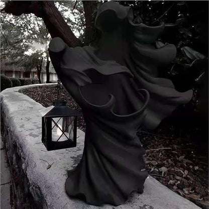 Hell's Messenger مع فانوس- 2023 زخارف فانوس ساحرة للهالوين مُحدثة، تمثال شبح مجهول الهوية من الراتنج ديكور الهالوين