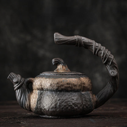 Japanese Handmade Stoneware Teapot Tea Pot Gilt Pumpkin Lifting Beam Pot Candle Warm Teapot Set Infuser Teaware Kitchen Dining
