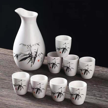 Juego de vino de estilo japonés Caza de sake japonés dispensador de vino de cerámica decantador copa de vino pequeña copa de vino pequeño un bocado