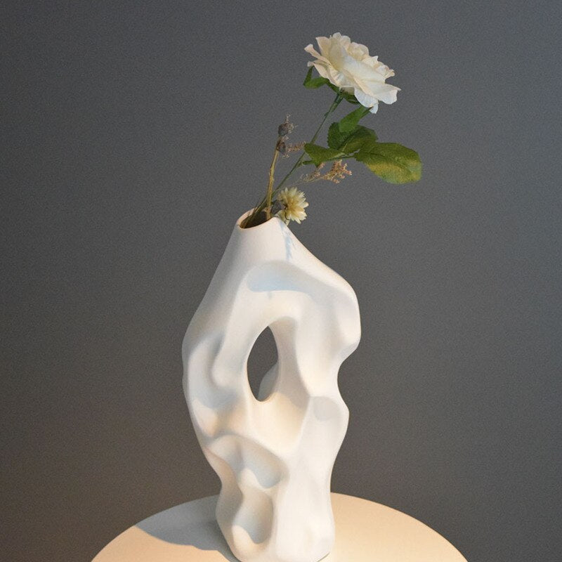 37 cm Abstract Nordic Abstract Grande vaso ceramico Vaso Pampas Flower Hollow Mountain Design Design Flore
