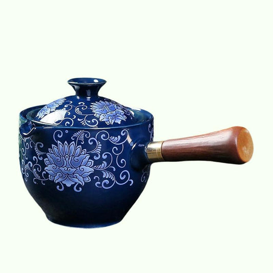Ceramic Glass Teapot Chinese Gongfu Tea Pot 360 Rotation Tea Maker  Automatic Single Pot   Teapot For Tea