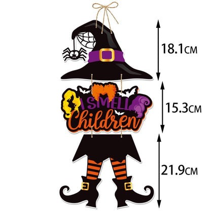 2023 Halloween græskar hængende skilt Spooky Witch Bat Trick eller Treat Banner Front Door Decor Halloween Party Decorations To Home