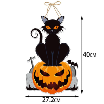 2023 Halloween calabaza colgante colgante espeluznante bruja bate truco o trato banner decoración de la puerta de la puerta delantera decoraciones de la fiesta de halloween para el hogar