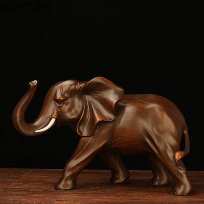 Feng Shui Elephant Resin Patung Lucky Lucky Figurine Crafts Hiasan Perhiasan untuk Hiasan Desktop Pejabat Rumah