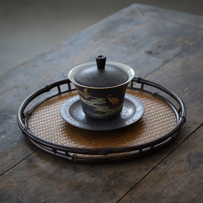 Ceramic Gaiwan Tea Cup Handmade Tureen Chinese Kung Fu Tea Set Drinkware