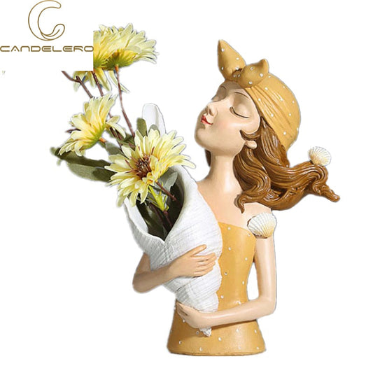 Blomstervase Statue Hjemmeinnredning Skulpturvase for blomster Bryllupsdekorasjon Stue harpiksbrett dekor