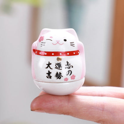 Cerámica maneki neko decoración del hogar dibujos animados japonés tumbler tumbler feng shui fortuna fortuna gato estatua accesorios de decoración de habitaciones