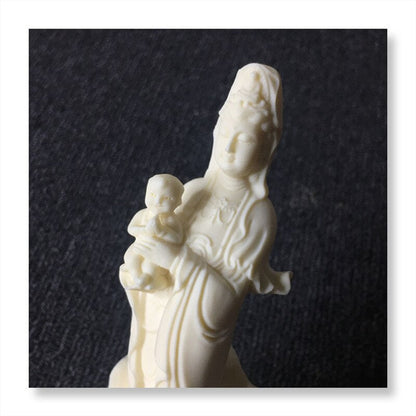 Kinesisk søger et barn Avalokitesvara Buddha Statue Resin Figur skulptur hjem tilbedelse statue hvid 18 cm / 7,07 i