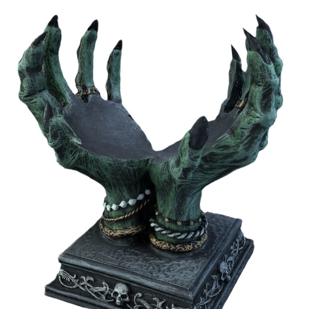 Devil Hand Crystal Ball Staffa Desktop Decoration Storage Witchcraft Tarot Ornament Halloween Ornament