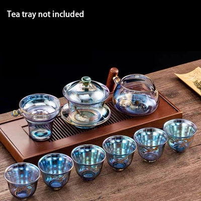 Kaca berwarna-warni Teacup Teacup Teacup Teh Gaiwan Teh Gaiwan Leak Cina Kung Fu Teh Majlis Teh Set TeaWare Coffee Mug Office Home Use
