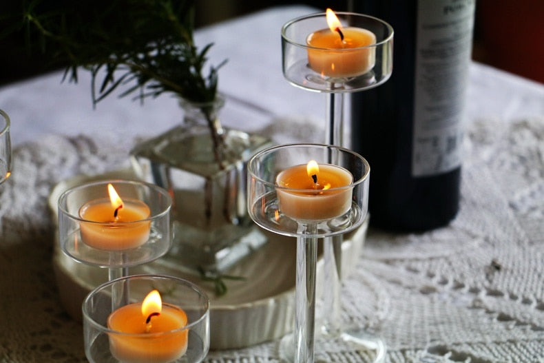 Glaslys indehavere sætter Tealight Candle Holder Home Decor Wedding Bord Centerpieces Crystal Holder middagsbord Indstilling