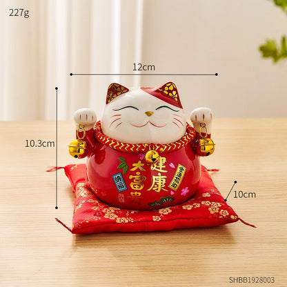 Bilik Kreatif Ceramik Maneki Neko Piggy Bank Jepun Lucky Cat Feng Shui Home Fortune Box Money Box Hiasan Hiasan Ruang Tamu