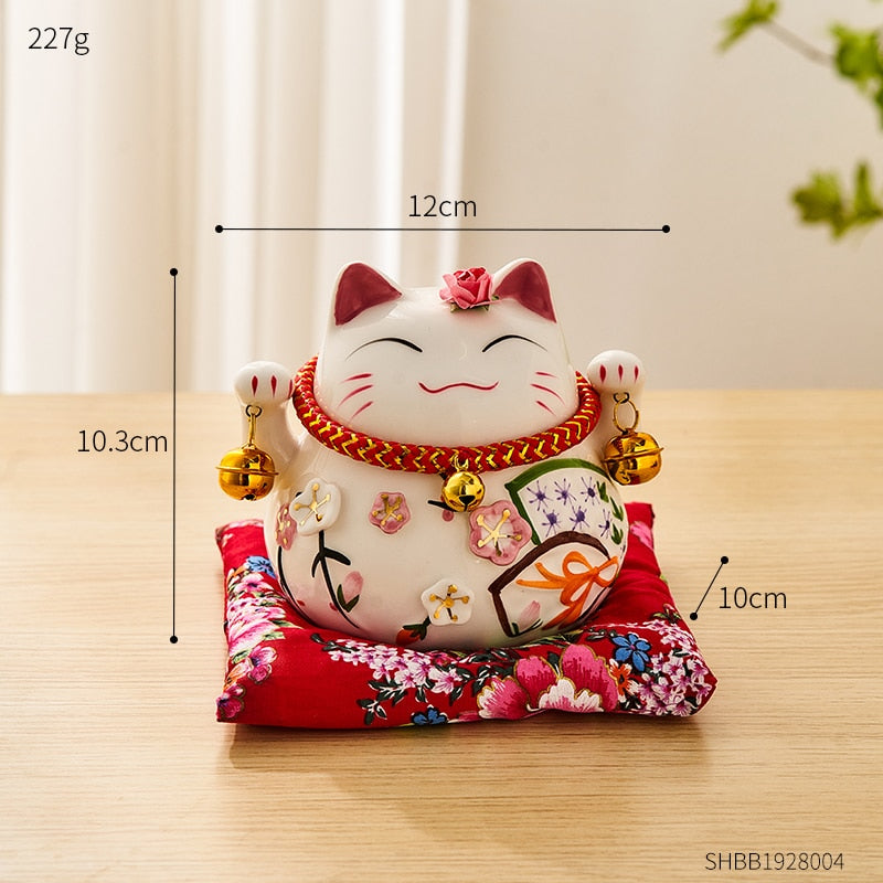 Stanza creativa ceramica maneki neko mazzetto giapponese gatto fortunato feng shui domestico fortune money box soggiorno regali decorazioni soggiorno