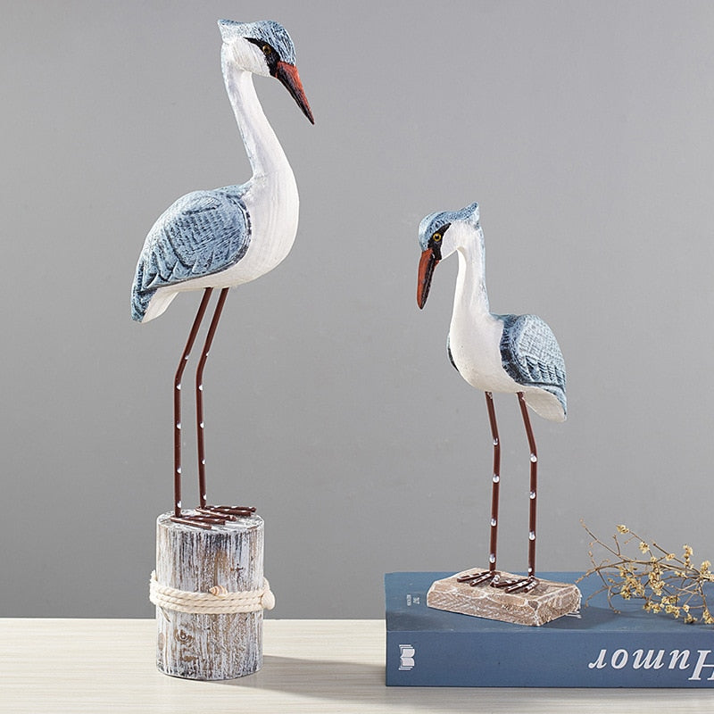 Wood Sea Bird Statue Home Decor Children&#39;s Room Model Room Animal Figurines Home Decoration Table Decorations