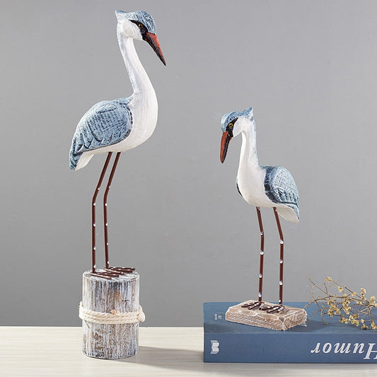 Patung Burung Laut Kayu Hiasan Rumah Bilik Kanak-kanak Model Bilik Patung Haiwan Hiasan Rumah Hiasan Meja