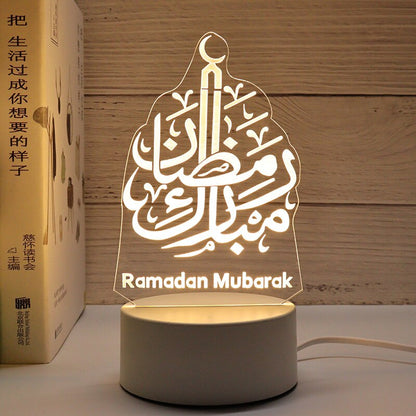 2023 Eid Mubarak LED Light Table Ornaments 3D Acryl Night Lampa muzułmańska impreza Ramadan Eid Al Adha Ramadan Dekoracja do domu