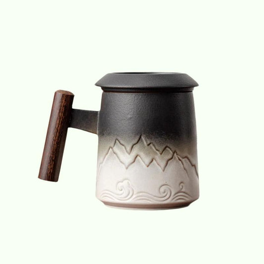 ECOMHUNT Dropshipping Keramic Retro Coffee Cup čaj hrnek keramický sítko s krycím šálkem Obchodní dárkové šálky pro mléčné nápoje