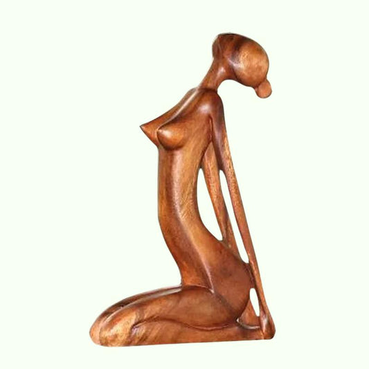 Wooden Yoga Meditation Statue Handmade Abstract Yoga Pose Sculpture Wood Carving Creative Tabletop Ornaments For Living Room